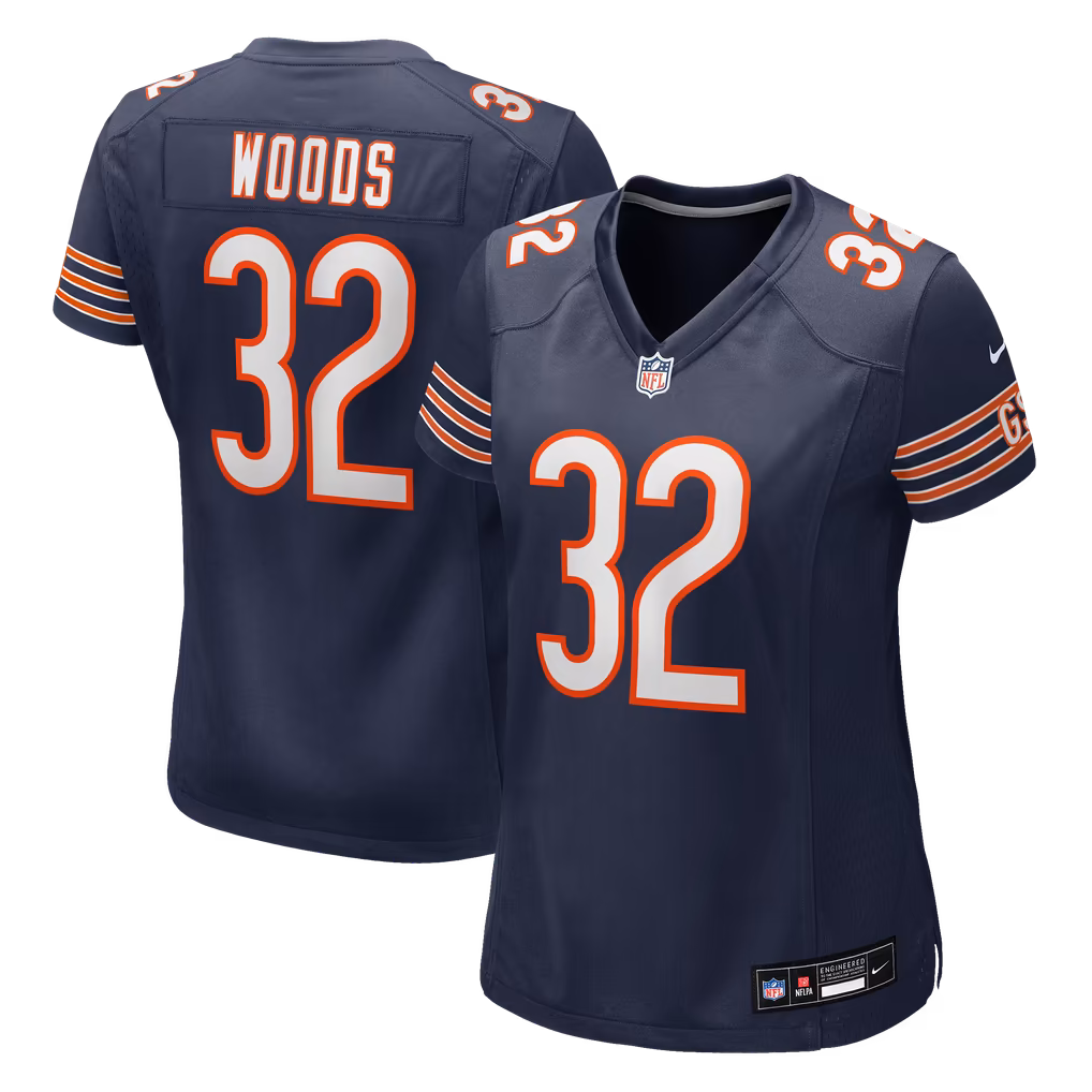 Women's Chicago Bears Xavier Woods Nike Navy Team Game Jersey - Ujersey