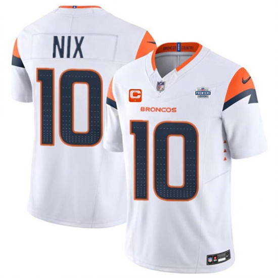 Men's Denver Broncos #10 Bo Nix White 2024 F.U.S.E. With Draft Pacth and 1-Star C Vapor Limited Football Stitched Jersey - Ujersey