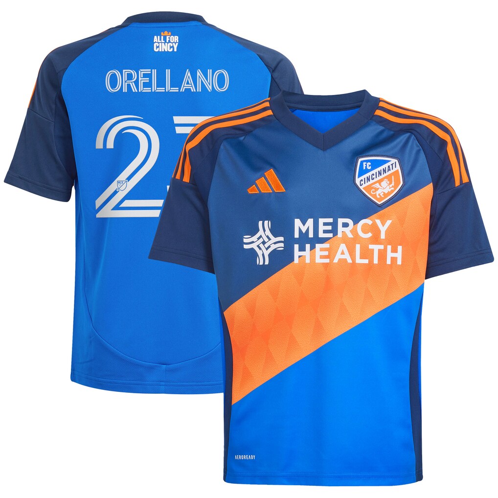 Youth FC Cincinnati Luca Orellano adidas Blue 2025 Orange and Blue Legacy Kit Replica Player Jersey - Ujersey