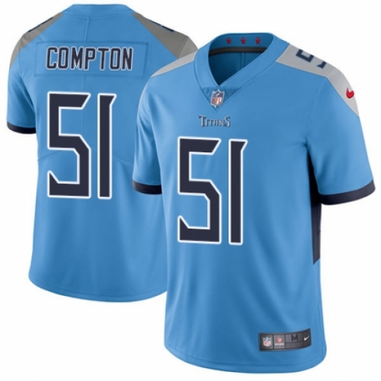 Men's Nike Tennessee Titans #51 Will Compton Light Blue Alternate Vapor Untouchable Limited Player NFL Jersey - Ujersey