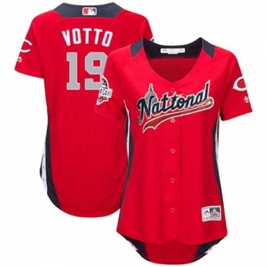 Women's Majestic Cincinnati Reds #19 Joey Votto Game Red National League 2018 MLB All-Star MLB Jersey - Ujersey