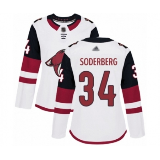 Women's Arizona Coyotes #34 Carl Soderberg Authentic White Away Hockey Jersey - Ujersey