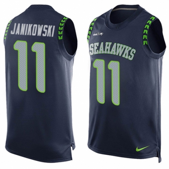 Men's Nike Seattle Seahawks #11 Sebastian Janikowski Limited Steel Blue Player Name & Number Tank Top NFL Jersey - Ujersey