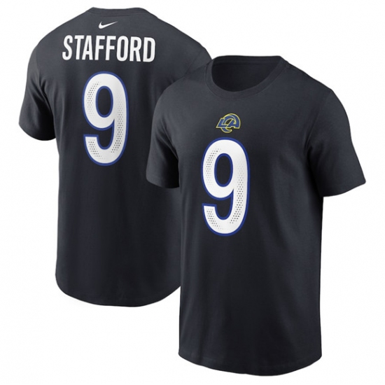Men's Los Angeles Rams #9 Matthew Stafford Black 2025 Rivalries Collection Player Name & Number T-Shirt - Ujersey