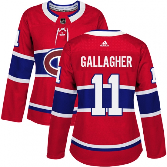 Women's Adidas Montreal Canadiens #11 Brendan Gallagher Premier Red Home NHL Jersey - Ujersey