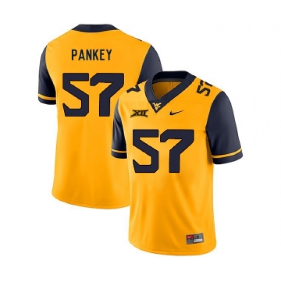 West Virginia Mountaineers 57 Adam Pankey Gold College Football Jersey - Ujersey