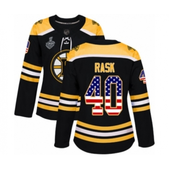 Women's Boston Bruins #40 Tuukka Rask Authentic Black USA Flag Fashion 2019 Stanley Cup Final Bound Hockey Jersey - Ujersey