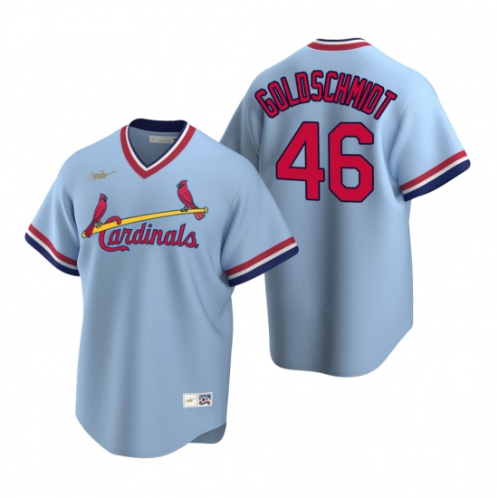 Men's Nike St. Louis Cardinals #46 Paul Goldschmidt Light Blue Cooperstown Collection Road Stitched Baseball Jersey - Ujersey