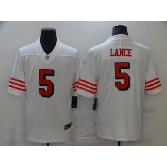 Men's San Francisco 49ers #5 Trey Lance White Nike Scarlet Player Limited Jersey - Ujersey
