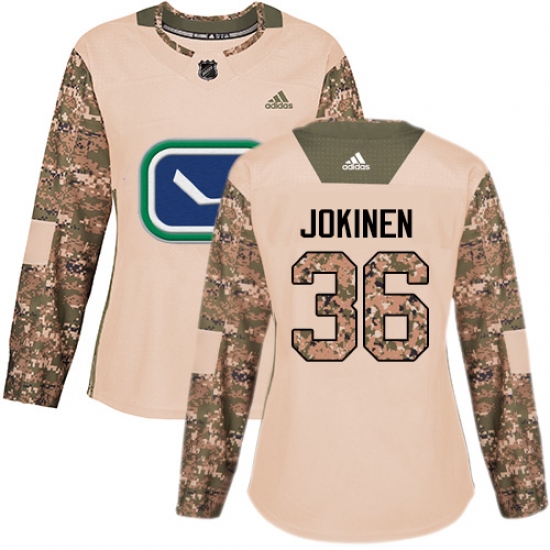 Women's Adidas Vancouver Canucks #36 Jussi Jokinen Authentic Camo Veterans Day Practice NHL Jersey - Ujersey