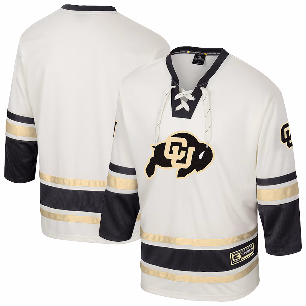 Men's Colosseum Cream Colorado Buffaloes Puck Proud Fashion Hockey Jersey - SUjersey01