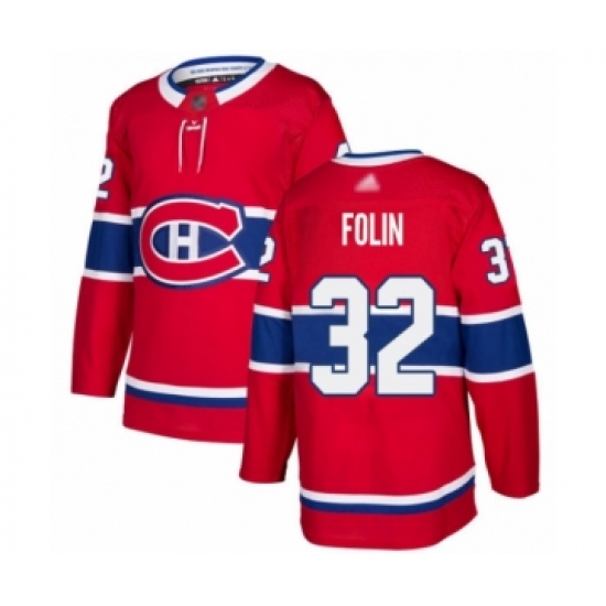 Men's Montreal Canadiens #32 Christian Folin Authentic Red Home Hockey Jersey - Ujersey