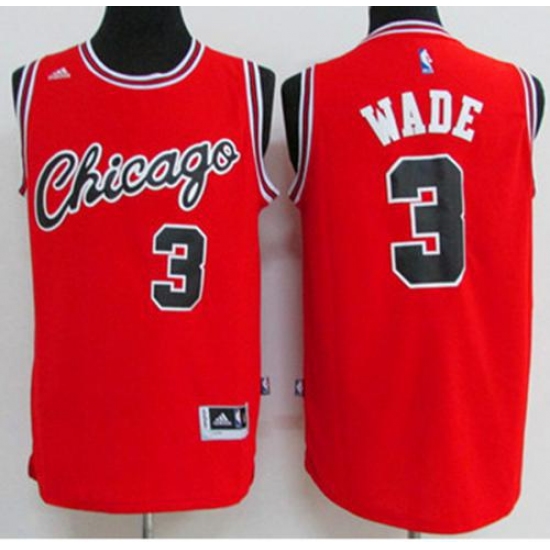 Chicago Bulls #3 Dwyane Wade Red Crabbed Typeface Throwback Stitched NBA Jersey - Ujersey
