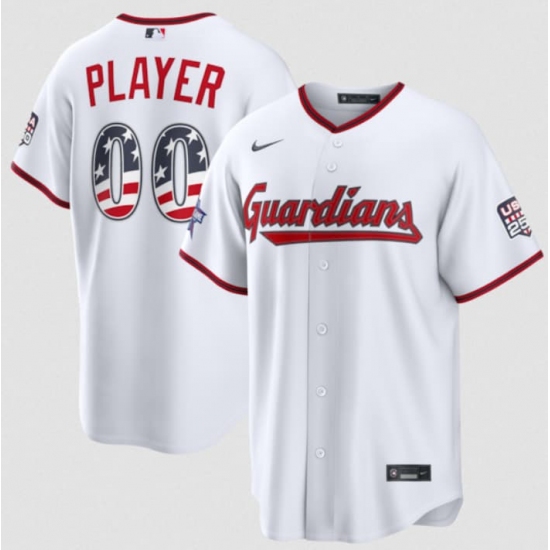 Men's Cleveland Guardians Active Player Custom White 2026 All-Star Edition Stars & Stripes & USA 250 Fourth of July Home Stadium Stitched Baseball Jersey - Ujersey