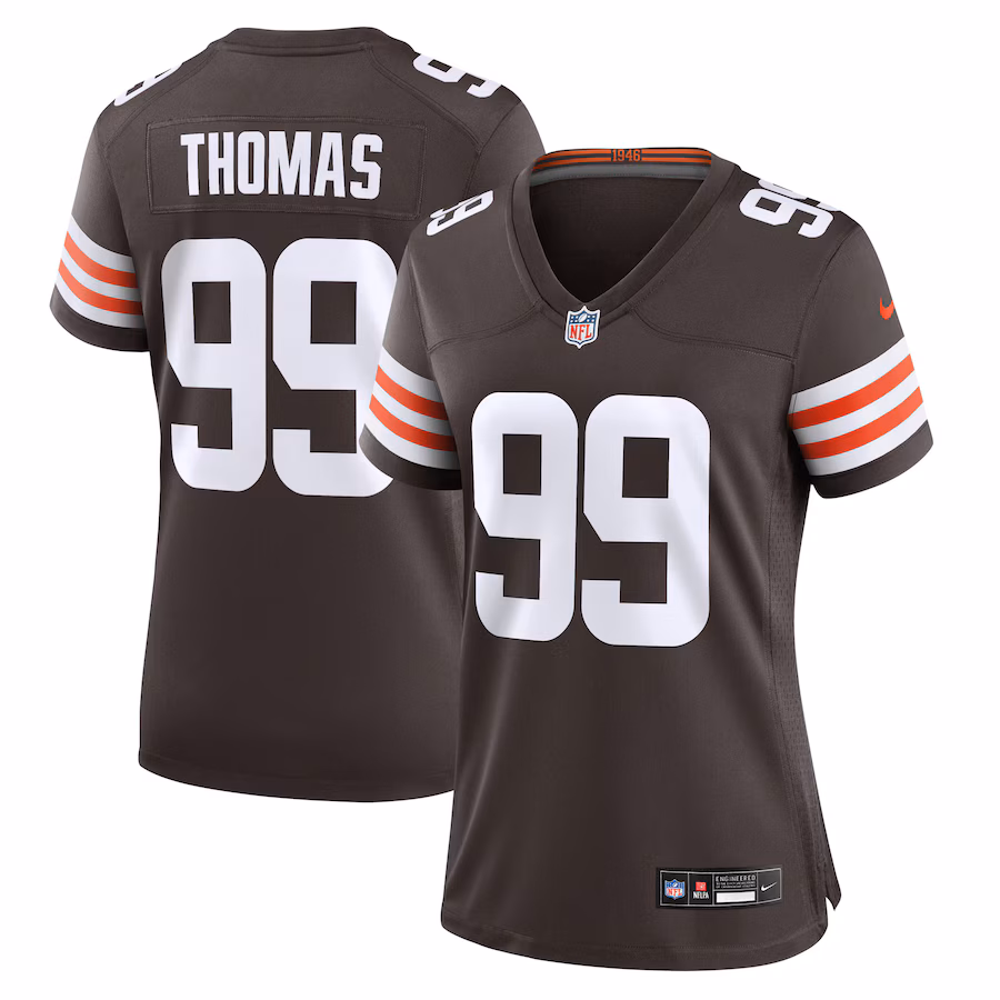 Women's Cleveland Browns Cameron Thomas Nike Brown Team Game Jersey - Ujersey