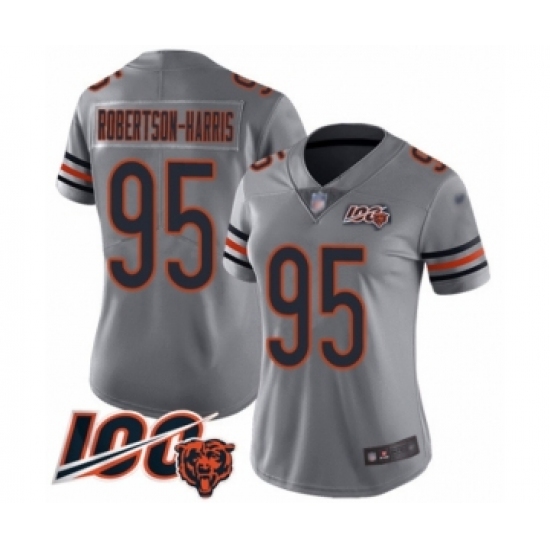 Women's Chicago Bears #95 Roy Robertson-Harris Limited Silver Inverted Legend 100th Season Football Jersey - Ujersey