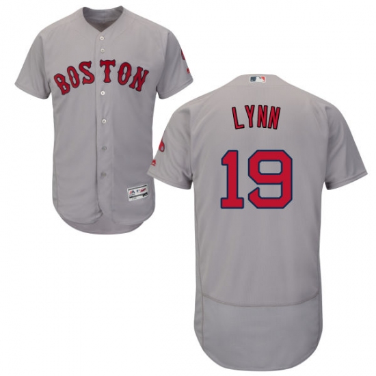 Men's Majestic Boston Red Sox #19 Fred Lynn Grey Road Flex Base Authentic Collection MLB Jersey - Ujersey