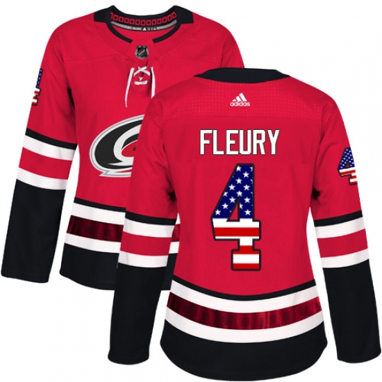 Women's Adidas Carolina Hurricanes #4 Haydn Fleury Authentic Red USA Flag Fashion NHL Jersey - Ujersey