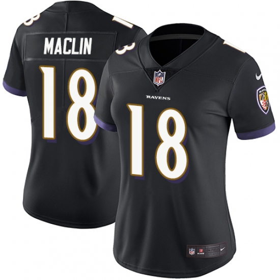 Women's Nike Baltimore Ravens #18 Jeremy Maclin Black Alternate Vapor Untouchable Limited Player NFL Jersey - Ujersey