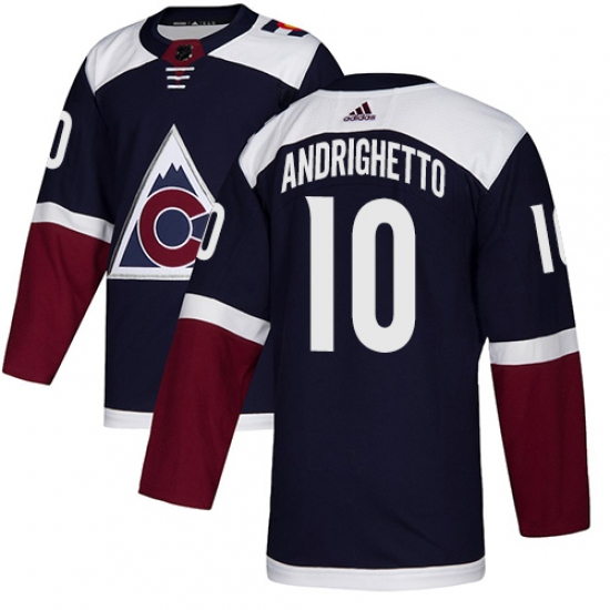 Men's Adidas Colorado Avalanche #10 Sven Andrighetto Authentic Navy Blue Alternate NHL Jersey - Ujersey