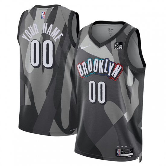 Men's Brooklyn Nets Active Player Custom Gray 2024-25 City Edition Stitched Basketball Jersey - Ujersey