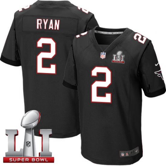 Men's Nike Atlanta Falcons #2 Matt Ryan Elite Black Alternate Super Bowl LI 51 NFL Jersey - Ujersey