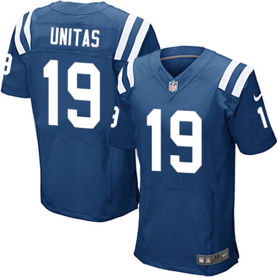 Men's Nike Indianapolis Colts #19 Johnny Unitas Elite Royal Blue Team Color NFL Jersey - Ujersey
