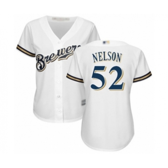 Women's Milwaukee Brewers #52 Jimmy Nelson Authentic White Home Cool Base Baseball Player Jersey - Ujersey