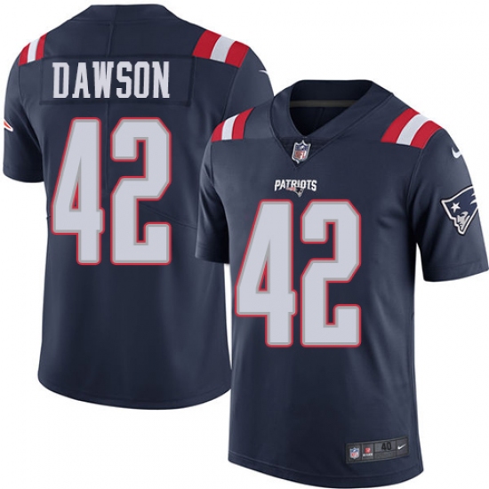 Men's Nike New England Patriots #42 Duke Dawson Limited Navy Blue Rush Vapor Untouchable NFL Jersey - Ujersey