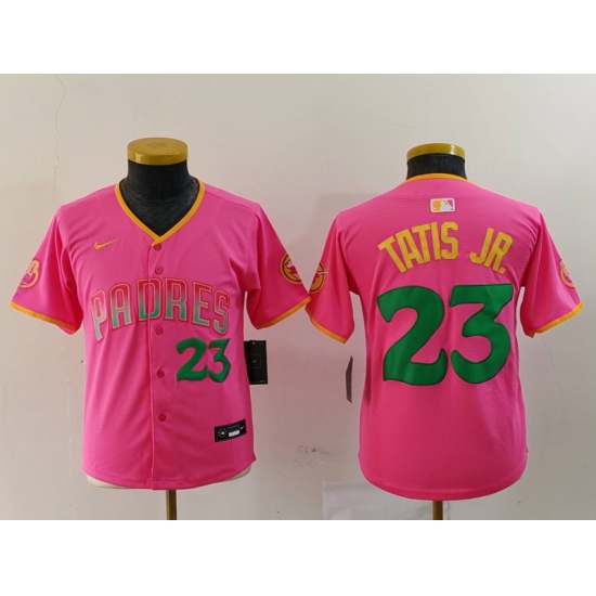 Youth San Diego Padres #23 Fernando Tatis Jr Pink Player Number Fashion Baseball Jersey - Ujersey