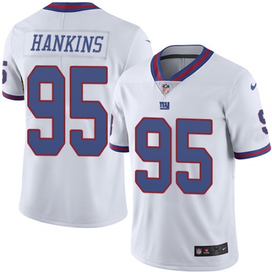 Men's New York Giants #95 Johnathan Hankins Limited White Rush NFL Jersey - Ujersey