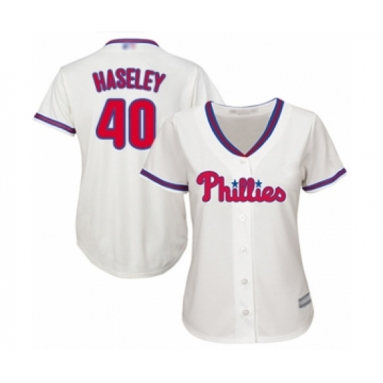 Women's Philadelphia Phillies #40 Adam Haseley Authentic Cream Alternate Cool Base Baseball Player Jersey