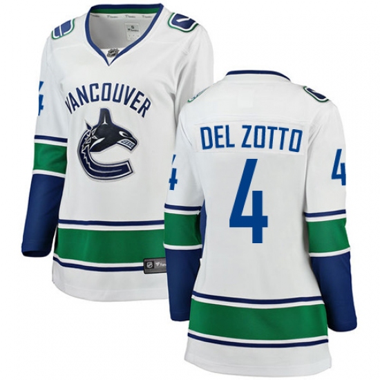 Women's Vancouver Canucks #4 Michael Del Zotto Fanatics Branded White Away Breakaway NHL Jersey - Ujersey