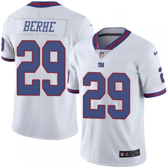 Youth Nike New York Giants #29 Nat Berhe Limited White Rush Vapor Untouchable NFL Jersey - Ujersey