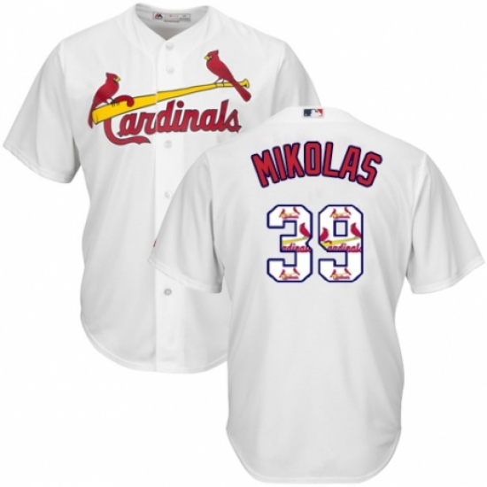 Men's Majestic St. Louis Cardinals #39 Miles Mikolas Authentic White Team Logo Fashion Cool Base MLB Jersey - Ujersey