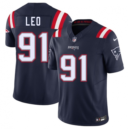 Men's New England Patriots #91 Titus Leo Navy 2025 F.U.S.E. Vapor Limited Football Stitched Jersey - Ujersey