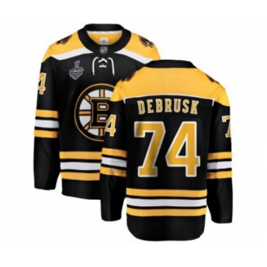 Youth Boston Bruins #74 Jake DeBrusk Authentic Black Home Fanatics Branded Breakaway 2019 Stanley Cup Final Bound Hockey Jersey - Ujersey
