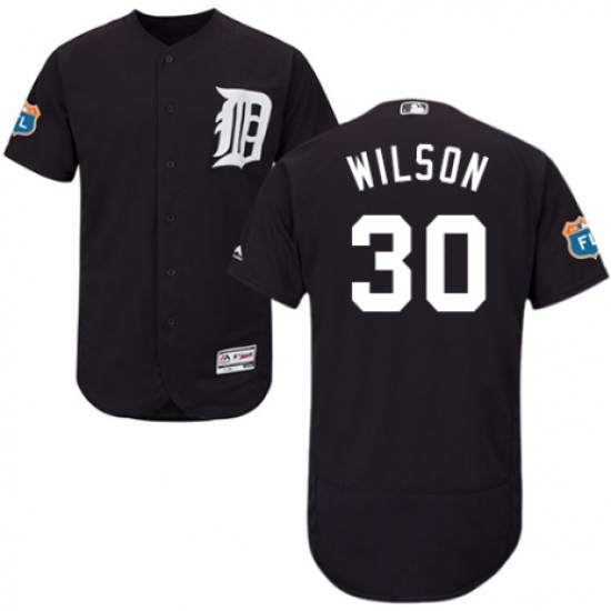 Men's Majestic Detroit Tigers #30 Alex Wilson Navy Blue Alternate Flex Base Authentic Collection MLB Jersey - Ujersey