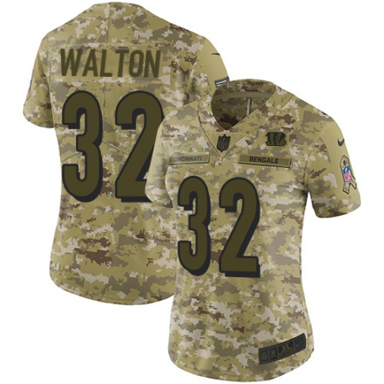 Women's Nike Cincinnati Bengals #32 Mark Walton Limited Camo 2018 Salute to Service NFL Jersey - Ujersey