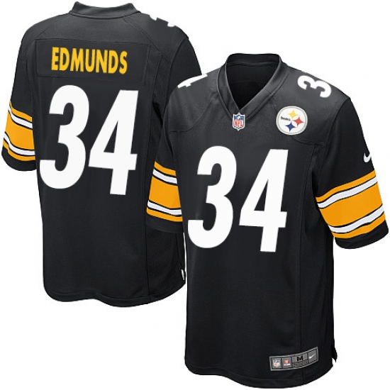 Men's Nike Pittsburgh Steelers #34 Terrell Edmunds Game Black Team Color NFL Jersey - Ujersey