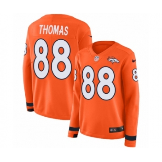 Women's Nike Denver Broncos #88 Demaryius Thomas Limited Orange Therma Long Sleeve NFL Jersey - Ujersey