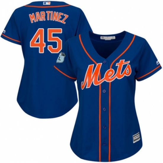 Women's Majestic New York Mets #45 Pedro Martinez Authentic Royal Blue Alternate Home Cool Base MLB Jersey - Ujersey