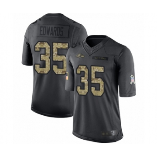 Youth Baltimore Ravens #35 Gus Edwards Limited Black 2016 Salute to Service Football Jersey - Ujersey