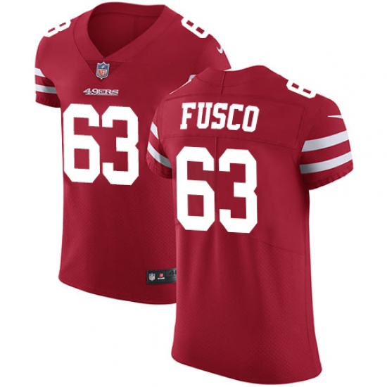 Men's Nike San Francisco 49ers #63 Brandon Fusco Red Team Color Vapor Untouchable Elite Player NFL Jersey - Ujersey