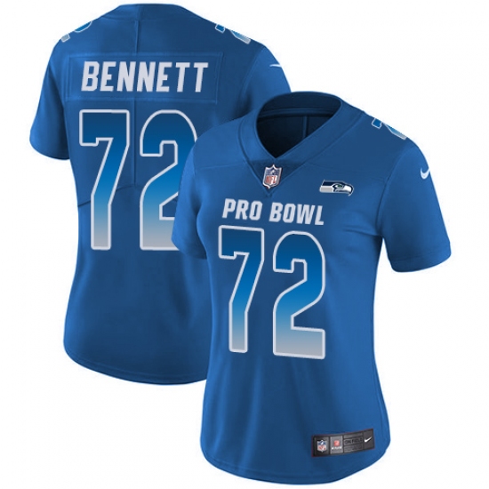 Women's Nike Seattle Seahawks #72 Michael Bennett Limited Royal Blue 2018 Pro Bowl NFL Jersey - Ujersey
