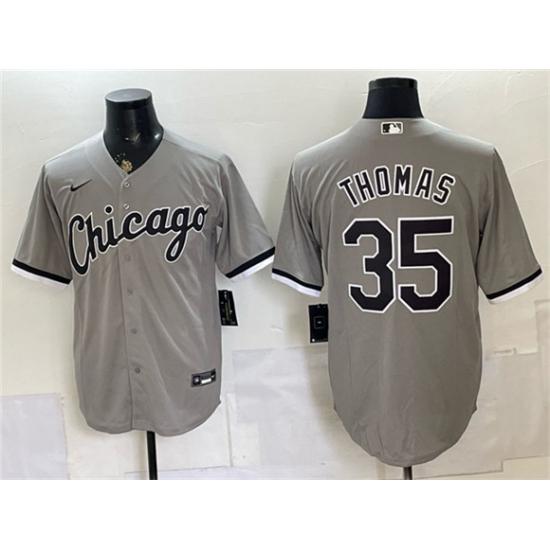 Men's Chicago White Sox #35 Frank Thomas Gray Stitched Baseball Jersey