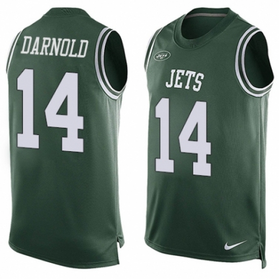 Men's Nike New York Jets #14 Sam Darnold Limited Green Player Name & Number Tank Top NFL Jersey - Ujersey