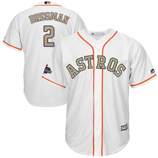 Men's Majestic Houston Astros #2 Alex Bregman Replica White 2018 Gold Program Cool Base MLB Jersey - Ujersey