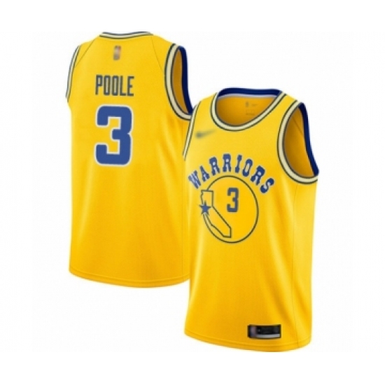 Women's Golden State Warriors #3 Jordan Poole Swingman Gold Hardwood Classics Basketball Jersey - Ujersey