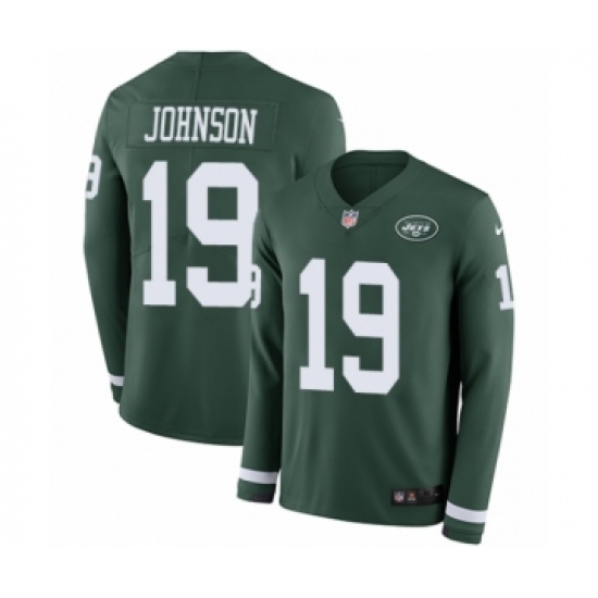 Youth Nike New York Jets #19 Keyshawn Johnson Limited Green Therma Long Sleeve NFL Jersey - Ujersey
